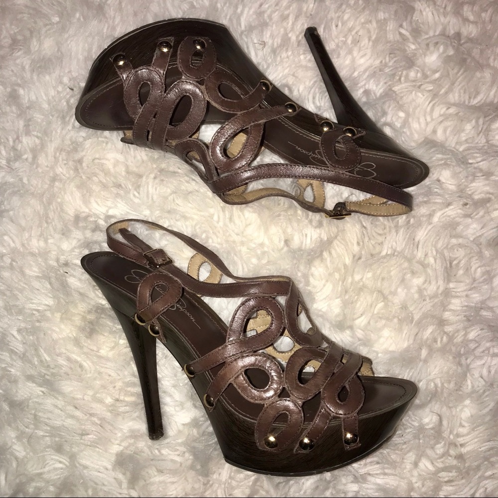 Jessica Simpson Brown Strappy Heels